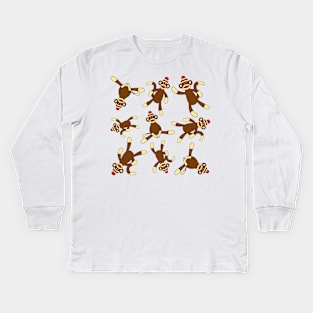 Sock Monkey All Over Print Kids Long Sleeve T-Shirt